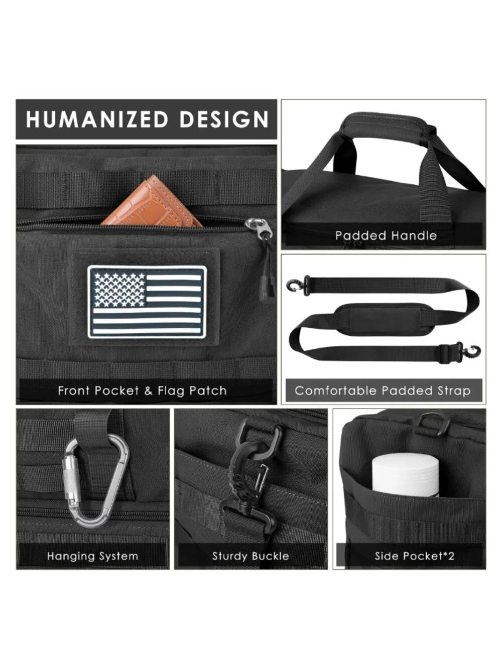X-Large Canvas Tactical Duffle Bag with Shoe Compartment & Toiletry Bag,
